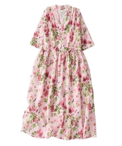 LUCPY(ラクピー)の「フラワープリントウエストリボンワンピース(ワンピース・レディース・ピンク・XX-LARGE/X-LARGE/LARGE/MEDIUM)」の5枚目の写真