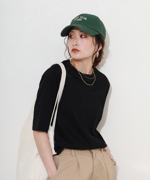 FUNALIVE(ファンアライブ)の「プチハイネック半袖Tシャツ(Tシャツ/カットソー・レディース・ブラック/モカ/グレイッシュベージュ・M/L/LL/3L)」の4枚目の写真