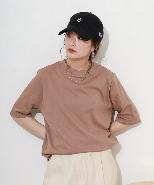 FUNALIVE(ファンアライブ)の「プチハイネック半袖Tシャツ(Tシャツ/カットソー・レディース・ブラック/モカ/グレイッシュベージュ・M/L/LL/3L)」の9枚目の写真