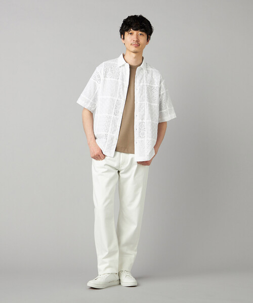 COMME CA MEN（コムサメン）の「パッチワークレース 半袖シャツ（シャツ/ブラウス・メンズ・ブラック/ホワイト・M/S/L）」の3枚目の写真