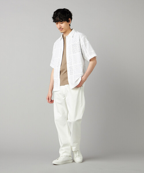 COMME CA MEN（コムサメン）の「パッチワークレース 半袖シャツ（シャツ/ブラウス・メンズ・ブラック/ホワイト・M/S/L）」の4枚目の写真