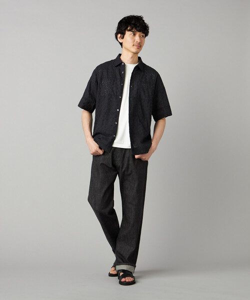 COMME CA MEN（コムサメン）の「パッチワークレース 半袖シャツ（シャツ/ブラウス・メンズ・ブラック/ホワイト・M/S/L）」の6枚目の写真