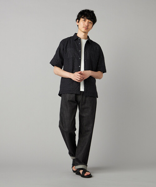 COMME CA MEN（コムサメン）の「パッチワークレース 半袖シャツ（シャツ/ブラウス・メンズ・ブラック/ホワイト・M/S/L）」の7枚目の写真