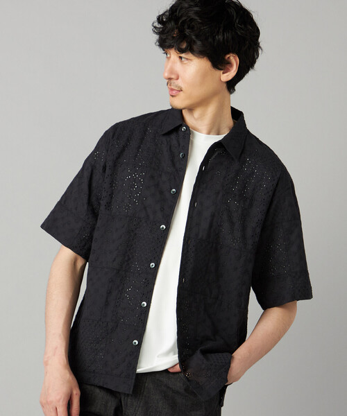 COMME CA MEN（コムサメン）の「パッチワークレース 半袖シャツ（シャツ/ブラウス・メンズ・ブラック/ホワイト・M/S/L）」の8枚目の写真