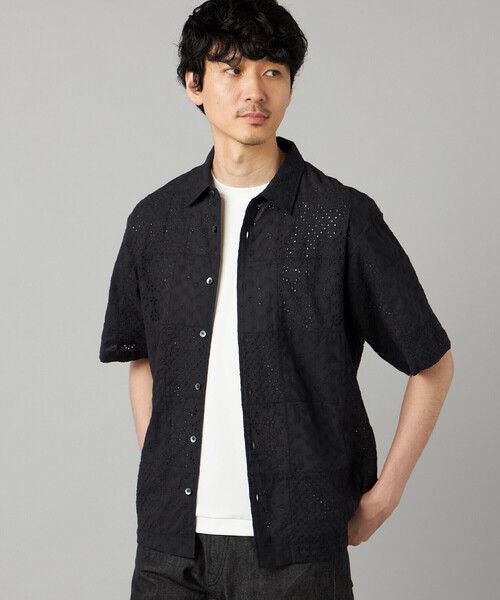 COMME CA MEN（コムサメン）の「パッチワークレース 半袖シャツ（シャツ/ブラウス・メンズ・ブラック/ホワイト・M/S/L）」の9枚目の写真