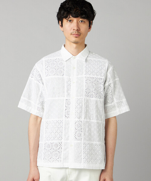 COMME CA MEN（コムサメン）の「パッチワークレース 半袖シャツ（シャツ/ブラウス・メンズ・ブラック/ホワイト・M/S/L）」の10枚目の写真