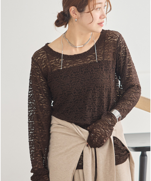 JOURNAL STANDARD(ジャーナルスタンダード)の「ストレッチレース2WAYプルオーバー(Tシャツ/カットソー・レディース・ブラウン/アイボリー・FREE)」の18枚目の写真