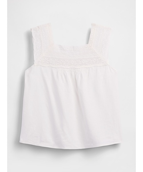 GAP（ギャップ）の「リネンブレンド クロシェ スクエアネックトップス（シャツ/ブラウス・レディース・ブラック/オフホワイト・S/L/M/XS/XXS）」の4枚目の写真