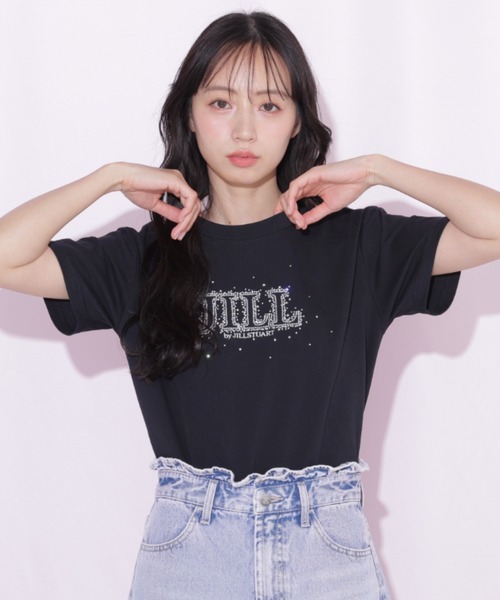 JILL by JILL STUART（ジルバイジルスチュアート）の「グラデーションストーンロゴTシャツ（Tシャツ/カットソー・レディース・ブラック/ホワイト/ピンク・FREE）」の4枚目の写真