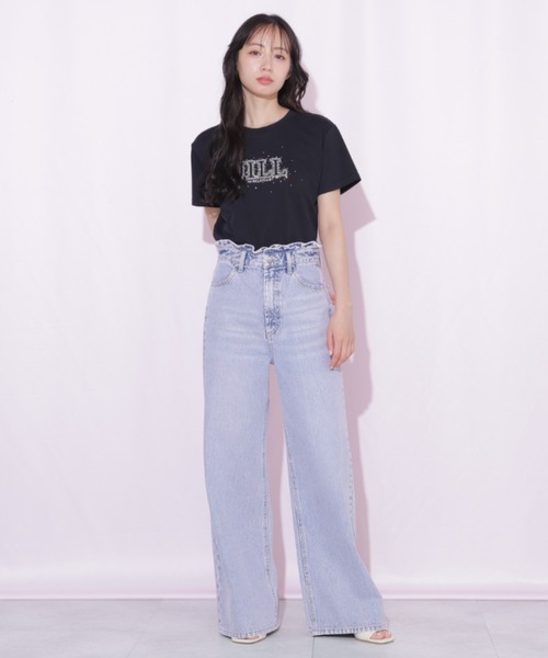 JILL by JILL STUART（ジルバイジルスチュアート）の「グラデーションストーンロゴTシャツ（Tシャツ/カットソー・レディース・ブラック/ホワイト/ピンク・FREE）」の8枚目の写真