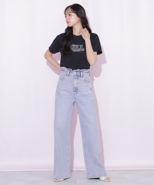 JILL by JILL STUART（ジルバイジルスチュアート）の「グラデーションストーンロゴTシャツ（Tシャツ/カットソー・レディース・ブラック/ホワイト/ピンク・FREE）」の9枚目の写真