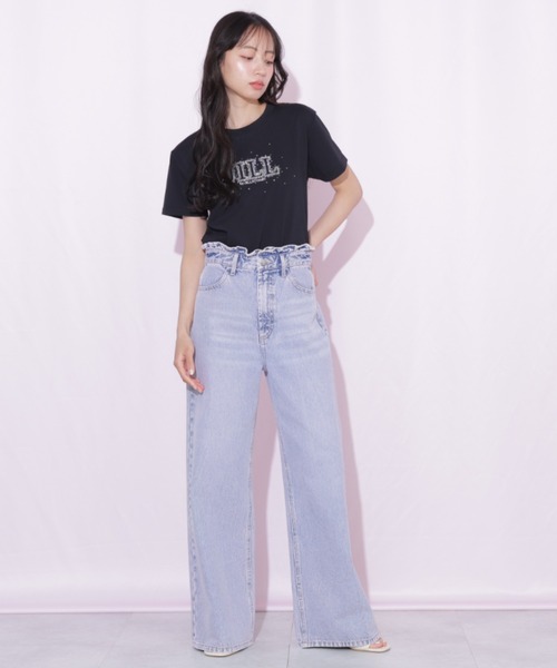 JILL by JILL STUART（ジルバイジルスチュアート）の「グラデーションストーンロゴTシャツ（Tシャツ/カットソー・レディース・ブラック/ホワイト/ピンク・FREE）」の7枚目の写真