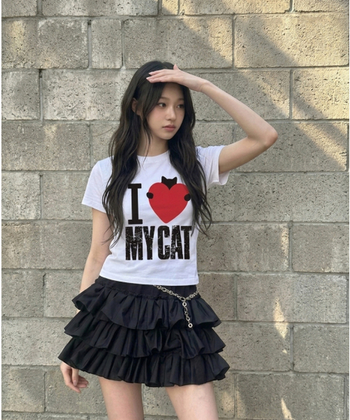 REBRENNER(リブレンナー)の「DTF ラブマイキャット クールコットン ウィメンズ クロップ 半袖Tシャツ ホワイト(Tシャツ/カットソー・レディース・ホワイト・SMALL/MEDIUM/LARGE)」の6枚目の写真