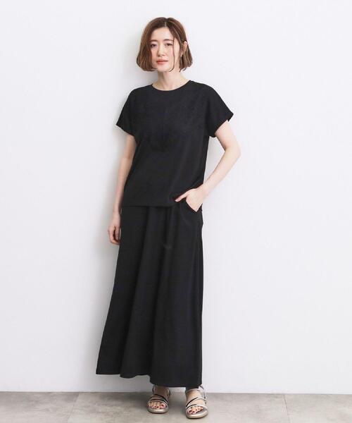 grove（グローブ）の「【持続冷感/SET UP可】ひんやりポンチシリーズ／リラクシーAラインスカート（スカート・レディース・ブラック/ブラウン系その他・02/03/01/04/05）」の6枚目の写真