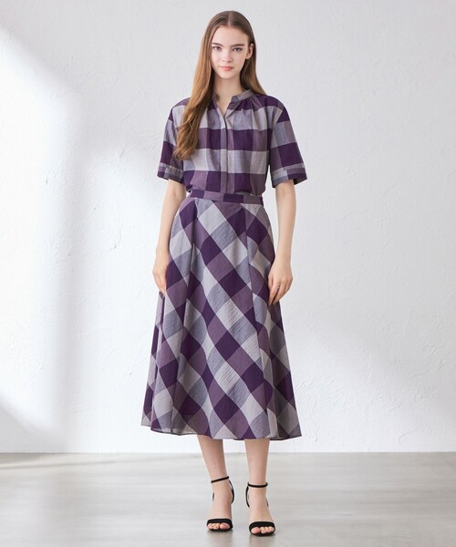 MACKINTOSH LONDON(マッキントッシュ ロンドン)の「シアーボイルチェックスカート(スカート・レディース・ワイン/ベージュ・38/36)」の3枚目の写真