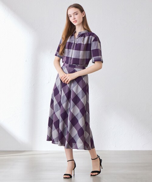 MACKINTOSH LONDON(マッキントッシュ ロンドン)の「シアーボイルチェックスカート(スカート・レディース・ワイン/ベージュ・38/36)」の4枚目の写真