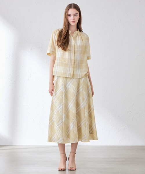 MACKINTOSH LONDON(マッキントッシュ ロンドン)の「シアーボイルチェックスカート(スカート・レディース・ワイン/ベージュ・38/36)」の5枚目の写真