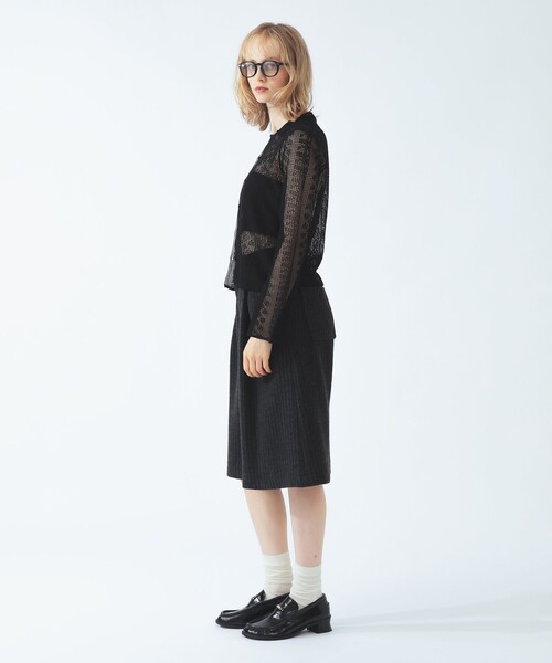 Ray BEAMS(レイビームス)の「柄編み ニット シャツ(ニット/セーター・レディース・ブラック/ナチュラル・ONE SIZE)」の8枚目の写真