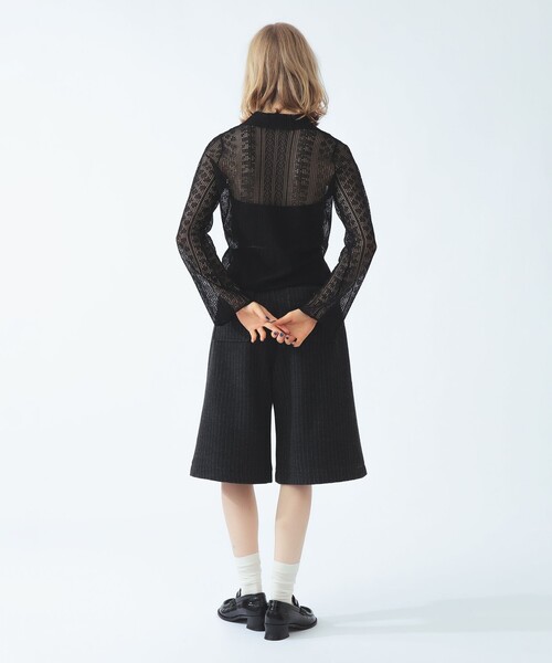Ray BEAMS(レイビームス)の「柄編み ニット シャツ(ニット/セーター・レディース・ブラック/ナチュラル・ONE SIZE)」の9枚目の写真
