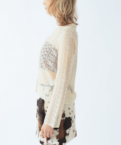 Ray BEAMS(レイビームス)の「柄編み ニット シャツ(ニット/セーター・レディース・ブラック/ナチュラル・ONE SIZE)」の12枚目の写真