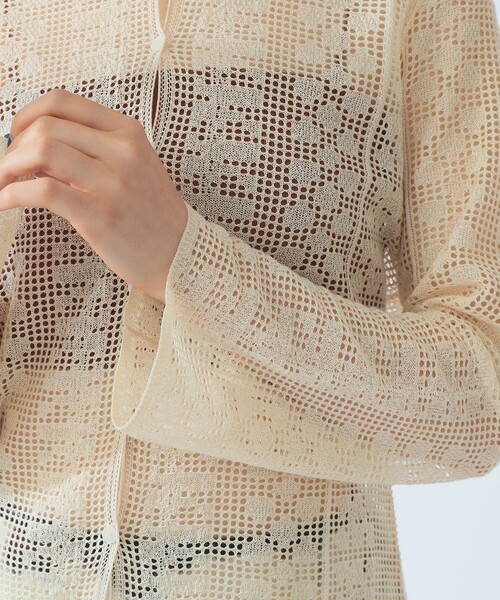 Ray BEAMS(レイビームス)の「柄編み ニット シャツ(ニット/セーター・レディース・ブラック/ナチュラル・ONE SIZE)」の15枚目の写真