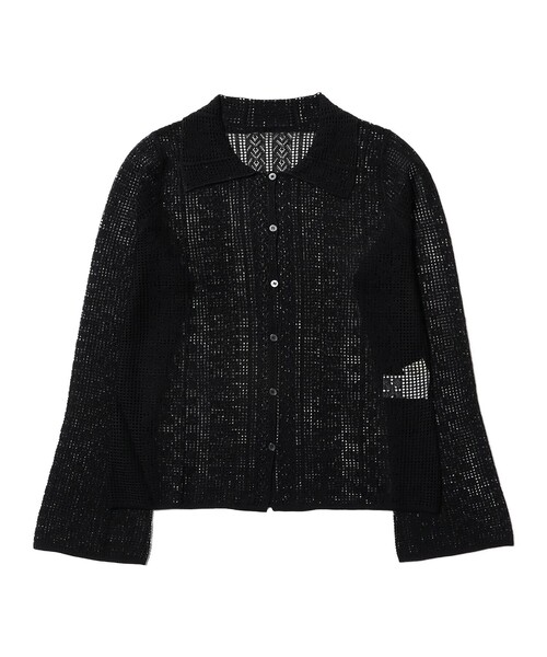 Ray BEAMS(レイビームス)の「柄編み ニット シャツ(ニット/セーター・レディース・ブラック/ナチュラル・ONE SIZE)」の11枚目の写真