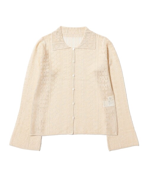 Ray BEAMS(レイビームス)の「柄編み ニット シャツ(ニット/セーター・レディース・ブラック/ナチュラル・ONE SIZE)」の9枚目の写真