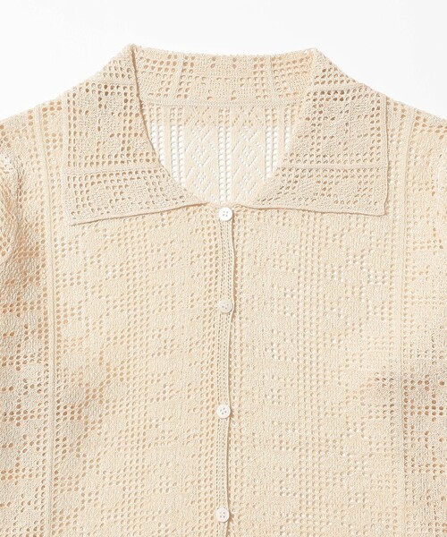 Ray BEAMS(レイビームス)の「柄編み ニット シャツ(ニット/セーター・レディース・ブラック/ナチュラル・ONE SIZE)」の8枚目の写真