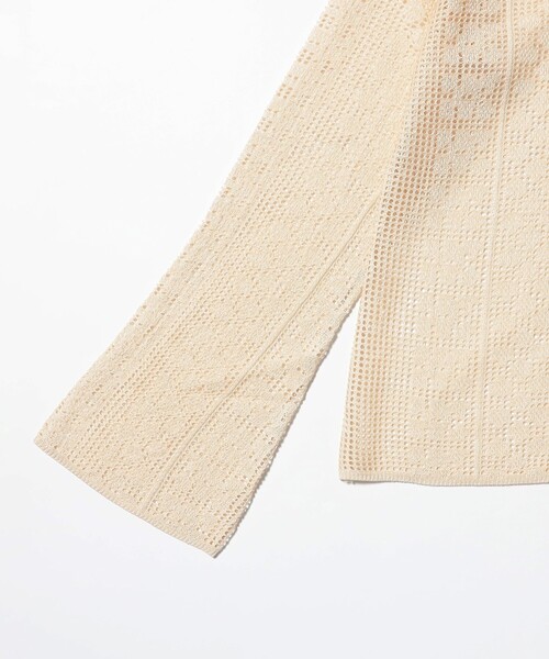 Ray BEAMS(レイビームス)の「柄編み ニット シャツ(ニット/セーター・レディース・ブラック/ナチュラル・ONE SIZE)」の7枚目の写真