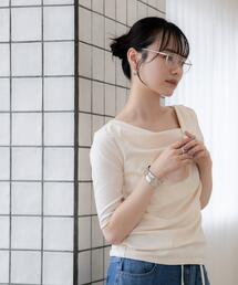 NANO universe（ナノユニバース）の「WEB限定 タックアシメフライスカットデザイントップス（Tシャツ/カットソー）」