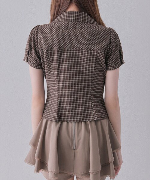 OLIVE des OLIVE(オリーブデオリーブ)の「ダブルボタンパフ袖ブラウス(シャツ/ブラウス・レディース・ドット/ブラック/ブラウン・FREE)」の6枚目の写真