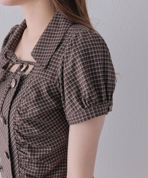 OLIVE des OLIVE(オリーブデオリーブ)の「ダブルボタンパフ袖ブラウス(シャツ/ブラウス・レディース・ドット/ブラック/ブラウン・FREE)」の11枚目の写真