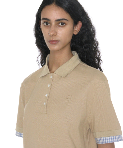 Double layered polo T‑shirt — бежевый