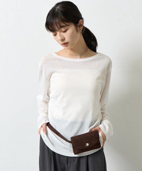 COLONY 2139(コロニートゥーワンスリーナイン)の「シアーTシャツ(Tシャツ/カットソー・レディース・ピンク/チャコールグレー/ブラック/ホワイト・FREE)」の6枚目の写真