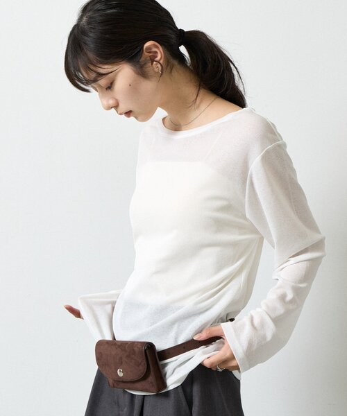 COLONY 2139(コロニートゥーワンスリーナイン)の「シアーTシャツ(Tシャツ/カットソー・レディース・ピンク/チャコールグレー/ブラック/ホワイト・FREE)」の9枚目の写真