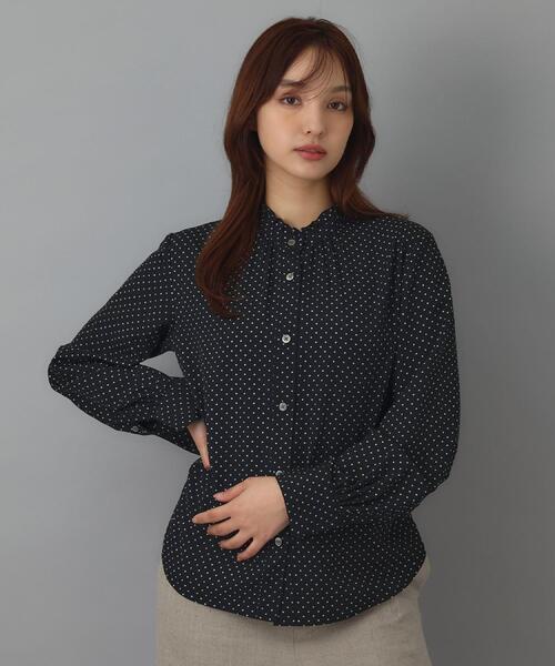 DRESSTERIOR（ドレステリア）の「スタンドフリル ドットシャツ（シャツ/ブラウス・レディース・ブラック系・38/36/34）」の6枚目の写真