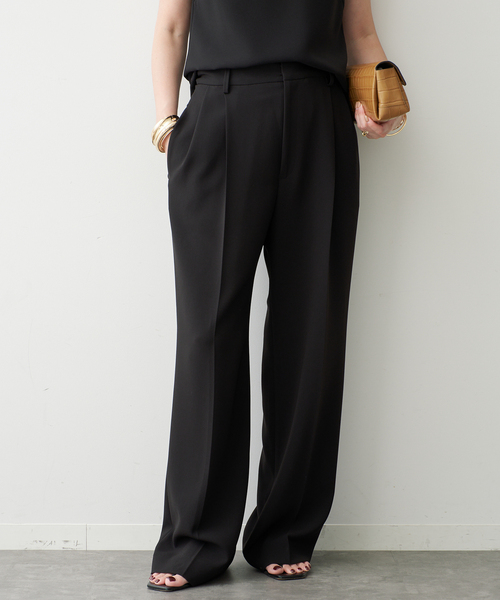 Deuxieme Classe(ドゥーズィエムクラス)の「*トリアセジョーゼット タックパンツ(スラックス・レディース・ブラック・38/34)」の1枚目の写真