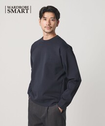 【WEB限定 WARDROBE SMART】ダブルニット ロゴ クルーネック スウェット/セットアップ対応【抗菌・防臭】