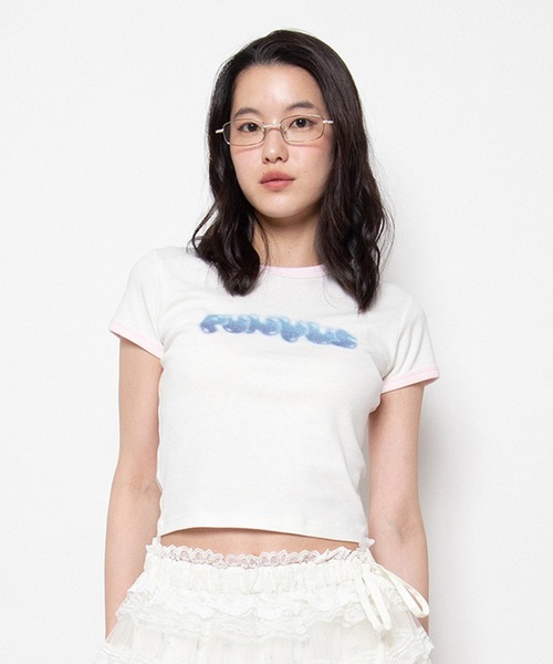 PUNYUS(プニュズ)の「【NEW SIZE】PUNYUSロゴピチリンガーTシャツ(Tシャツ/カットソー・レディース・ライトイエロー/グリーン系その他/ホワイト・4/3/2/1/5)」の1枚目の写真
