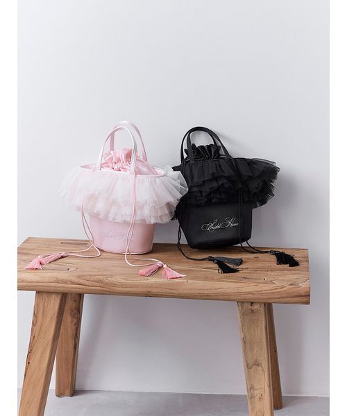 SNIDEL HOME(スナイデルホーム)の「チュールバッグ(ハンドバッグ・レディース・ブラック/ピンク・F)」の9枚目の写真