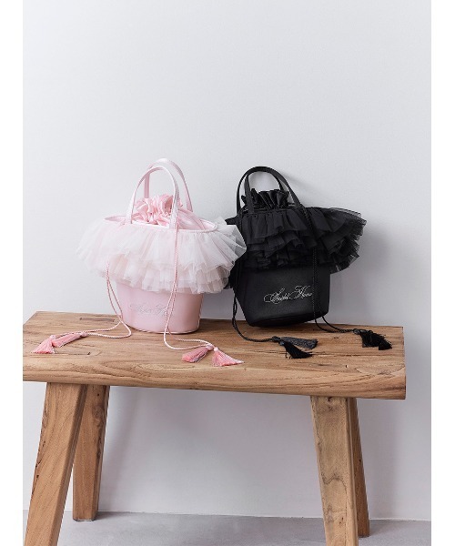 SNIDEL HOME(スナイデルホーム)の「チュールバッグ(ハンドバッグ・レディース・ブラック/ピンク・F)」の3枚目の写真