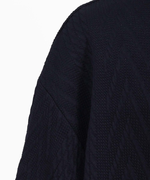 ANGENEHM（アンゲネーム）の「mpa4194-Cardboard Knit Jacquard-Blocked Hoodie プルオーバーパーカー(AG07-019acg)（パーカー・メンズ・ブラック/ミックスグレー・S/M/L）」の8枚目の写真