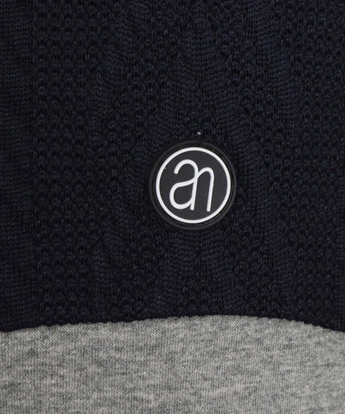 ANGENEHM（アンゲネーム）の「mpa4194-Cardboard Knit Jacquard-Blocked Hoodie プルオーバーパーカー(AG07-019acg)（パーカー・メンズ・ブラック/ミックスグレー・S/M/L）」の9枚目の写真