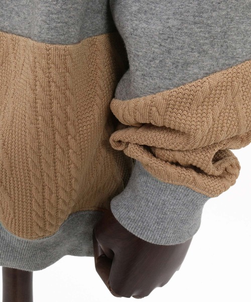 ANGENEHM（アンゲネーム）の「mpa4194-Cardboard Knit Jacquard-Blocked Hoodie プルオーバーパーカー(AG07-019acg)（パーカー・メンズ・ブラック/ミックスグレー・S/M/L）」の11枚目の写真