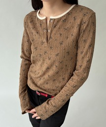FUULLY STUDIO（フーリィーステューディオ）の「ワッシャーフラワーヘンリーロングスリーブTOPS（Tシャツ/カットソー）」