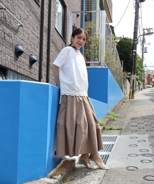 etre relie(エトレリー)の「裾レースドロストカットソー(Tシャツ/カットソー・レディース・チャコールグレー/オフホワイト/ブラック・MEDIUM)」の10枚目の写真