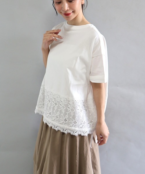 etre relie(エトレリー)の「裾レースドロストカットソー(Tシャツ/カットソー・レディース・チャコールグレー/オフホワイト/ブラック・MEDIUM)」の11枚目の写真