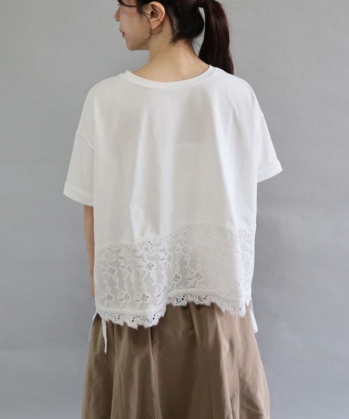 etre relie(エトレリー)の「裾レースドロストカットソー(Tシャツ/カットソー・レディース・チャコールグレー/オフホワイト/ブラック・MEDIUM)」の12枚目の写真