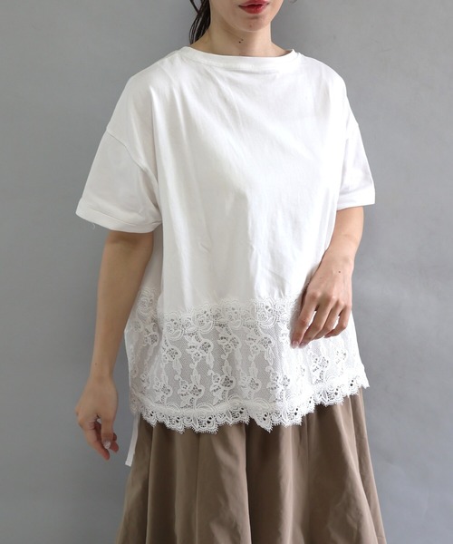 etre relie(エトレリー)の「裾レースドロストカットソー(Tシャツ/カットソー・レディース・チャコールグレー/オフホワイト/ブラック・MEDIUM)」の15枚目の写真