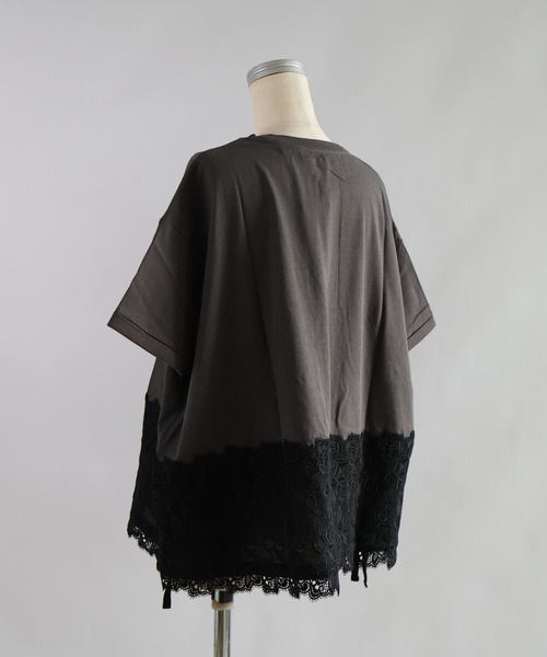 etre relie(エトレリー)の「裾レースドロストカットソー(Tシャツ/カットソー・レディース・チャコールグレー/オフホワイト/ブラック・MEDIUM)」の18枚目の写真